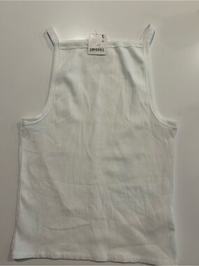 Free People White Ribbed Tank Top L NWT